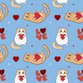 Seamless pattern with ÃÂute cats and hearts.ÃÂ Excellent design for packaging, wrapping paper Royalty Free Stock Photo